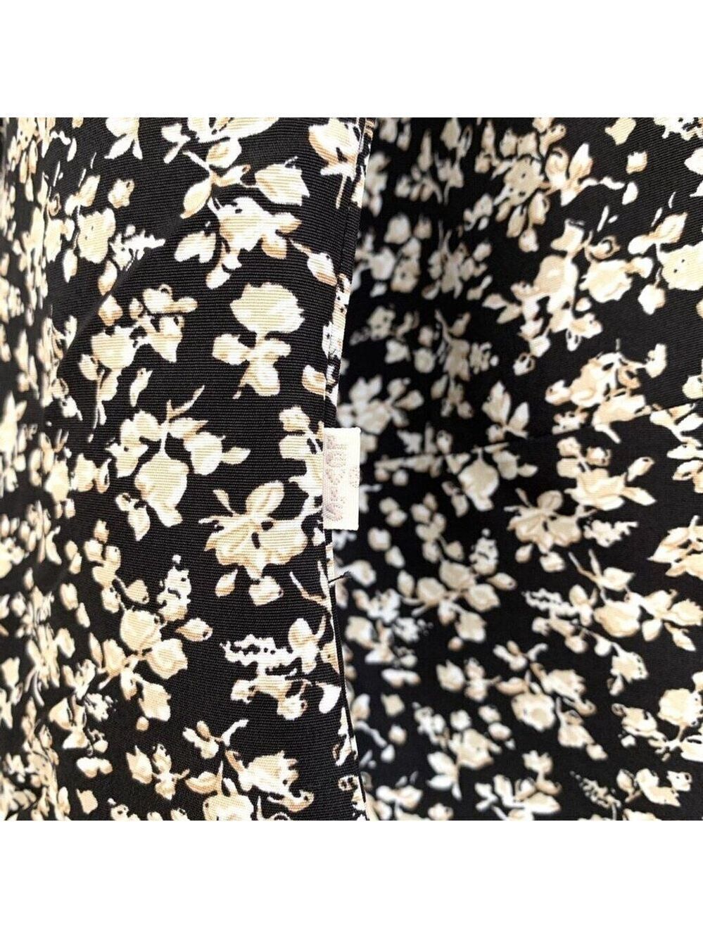 Levi's Dark Floral Cottagecore Top Puff Sleeve Square Neck Womens Large Black - Picture 3 of 12